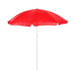 Image of Open red beach umbrella isolated on white