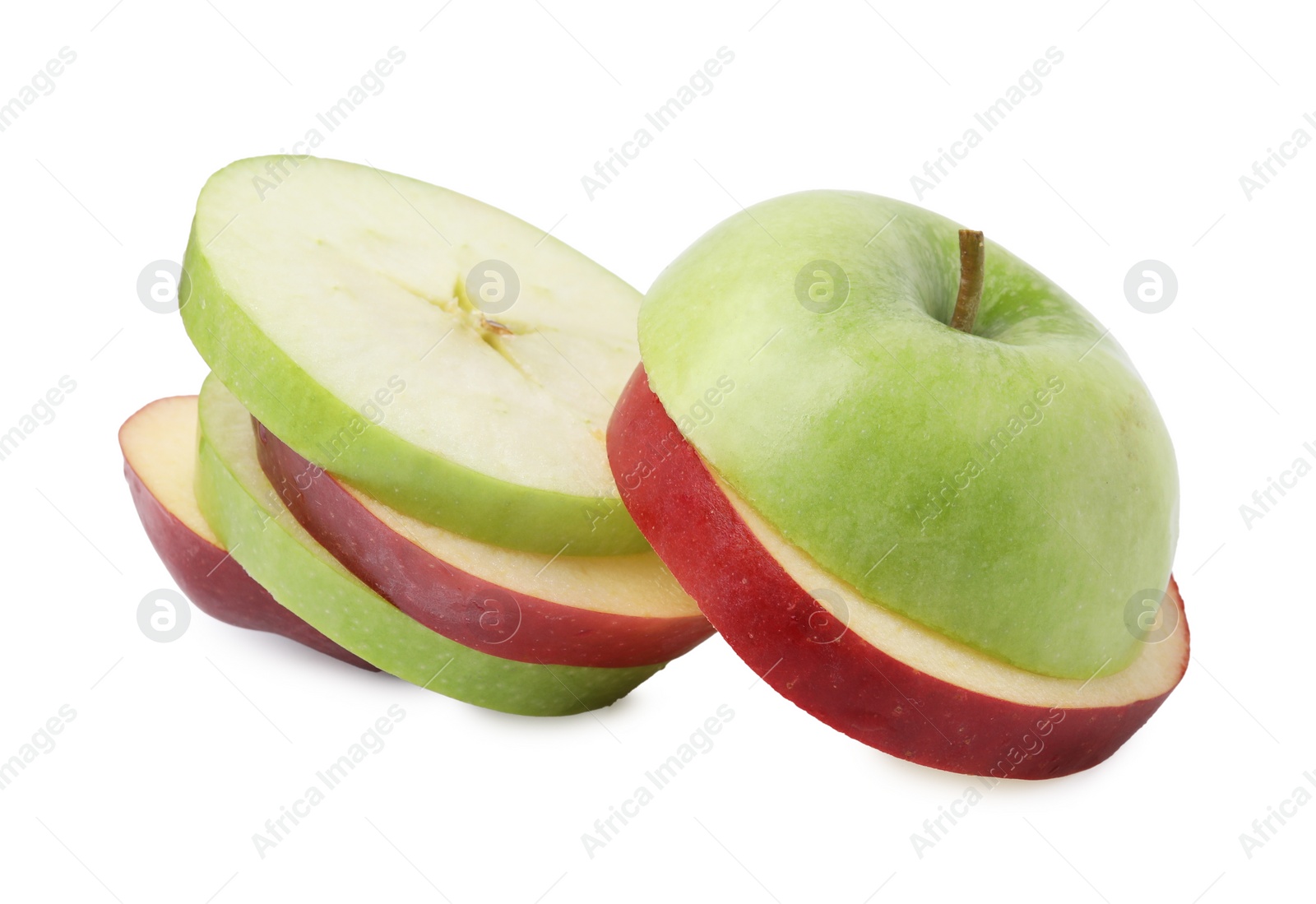 Photo of Slices of ripe apples isolated on white