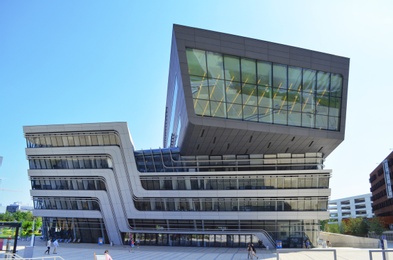 VIENNA, AUSTRIA - JUNE 18, 2018: Modern university library building on sunny day