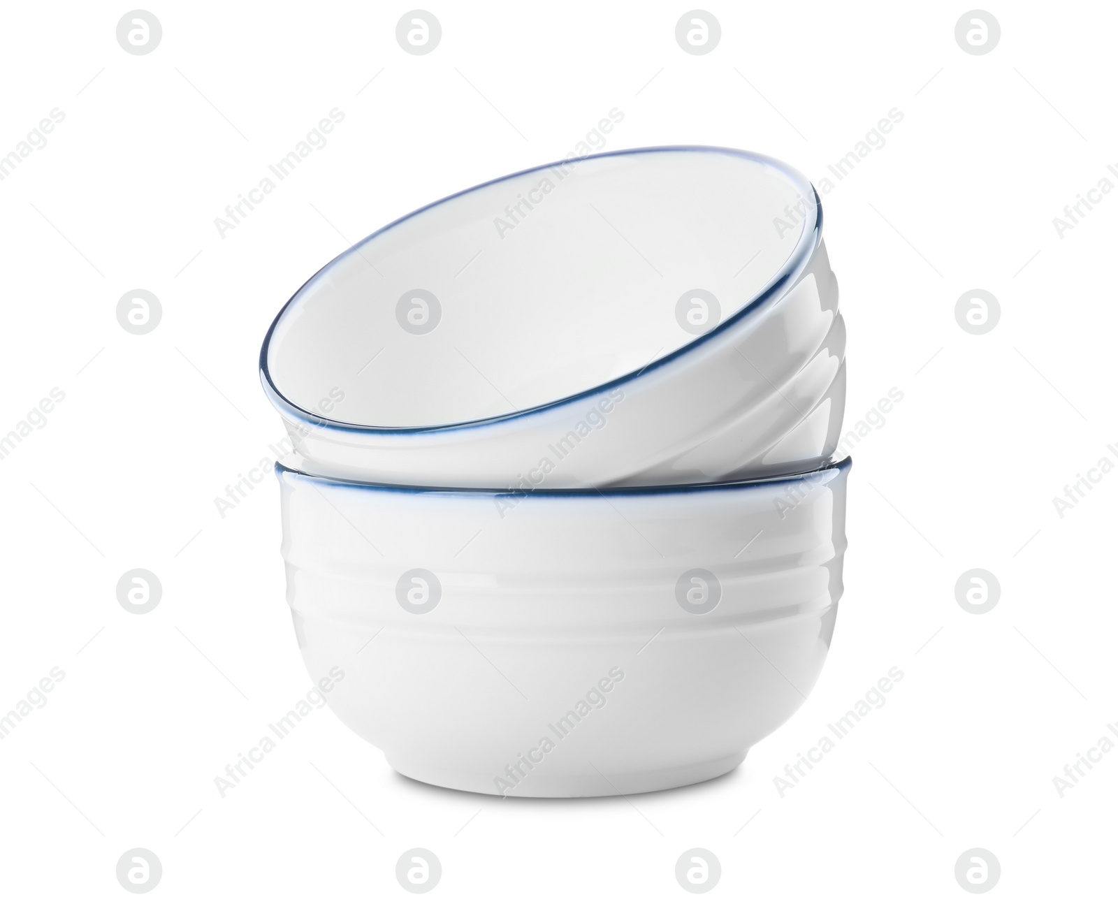 Photo of Clean empty ceramic bowls on white background