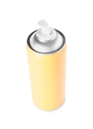 Photo of One yellow spray paint can isolated on white