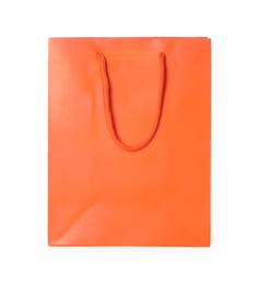 One orange shopping bag isolated on white