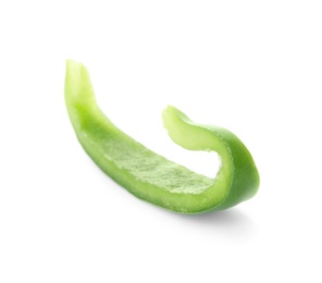 Slice of ripe paprika pepper on white background