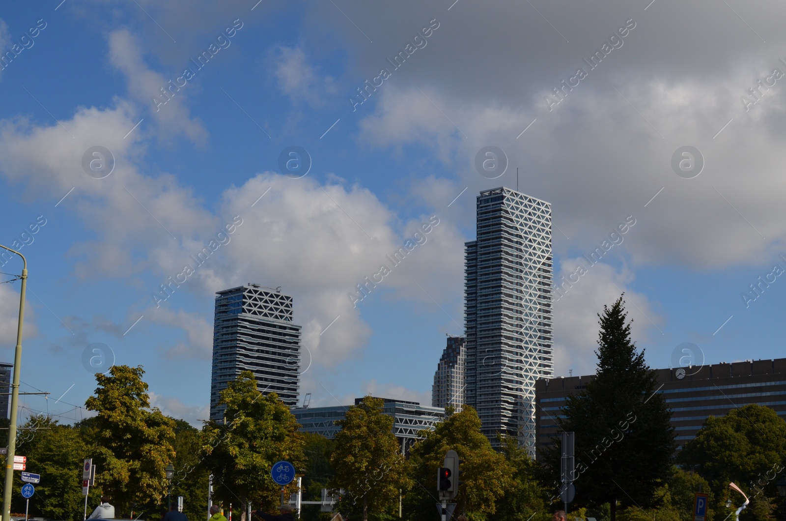 Photo of Beautiful view of cityscape with modern buildings on sunny day