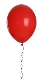 Red balloon with ribbon isolated on white