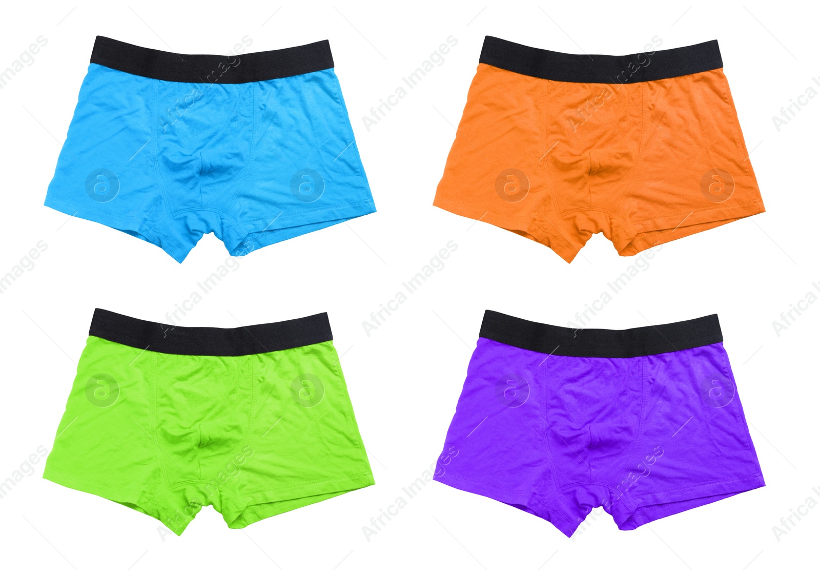 Image of Set of men's underwear on white background