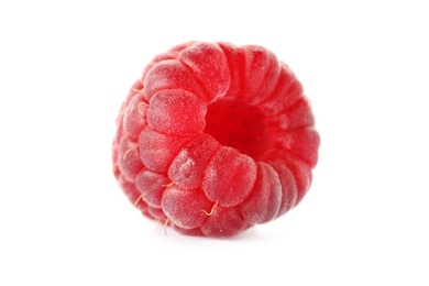 Photo of Delicious fresh ripe raspberry on white background