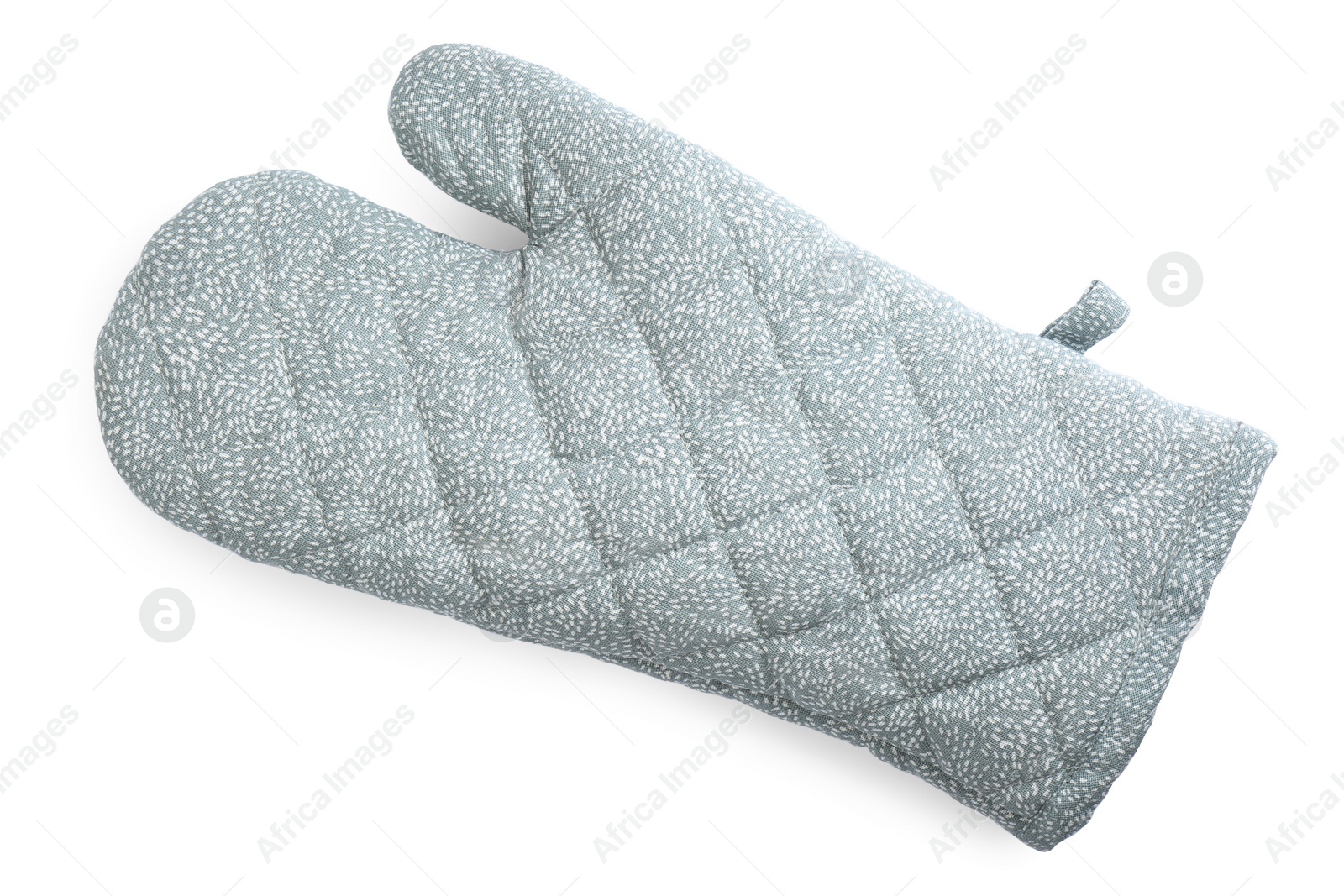 Photo of Oven glove for hot dishes isolated on white, top view