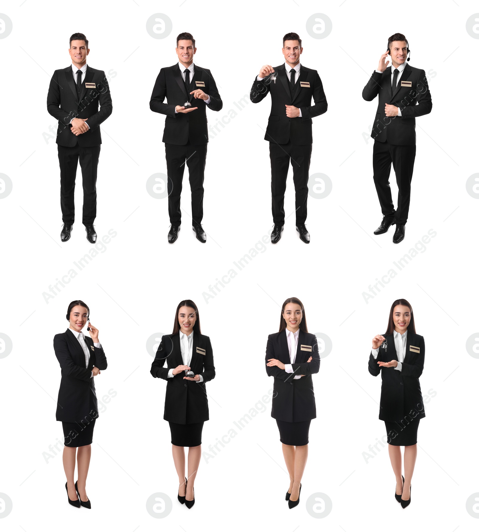 Image of Collage with photos of receptionists on white background