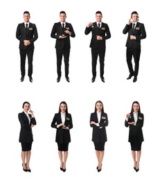 Image of Collage with photos of receptionists on white background