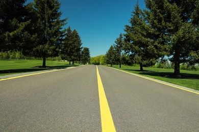 Photo of Beautiful view of asphalt highway without transport