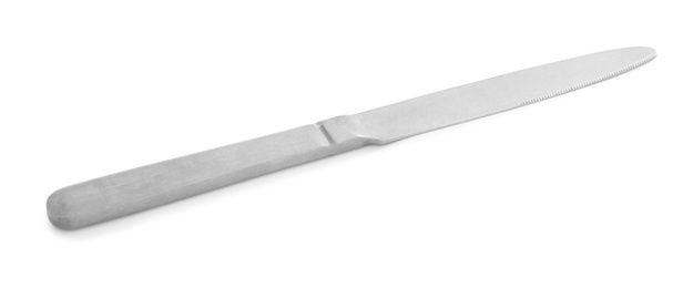 Photo of New clean knife isolated on white. Cutlery