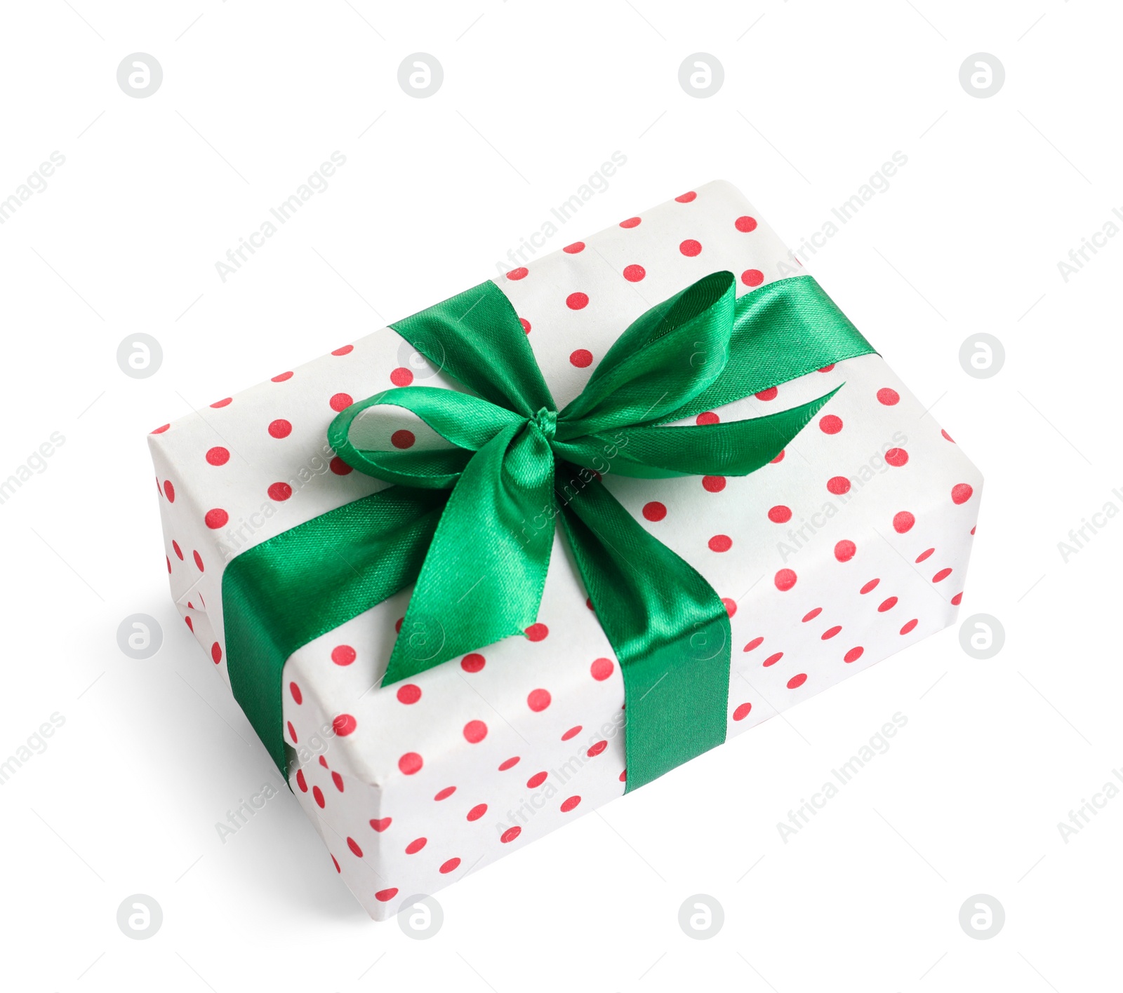 Photo of Beautifully wrapped gift box on white background