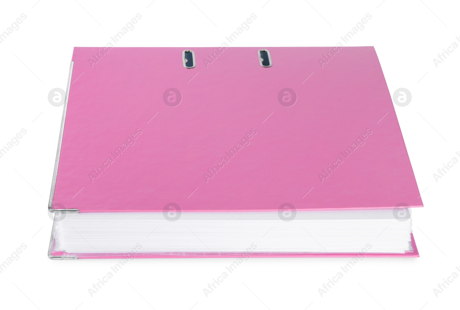 Photo of One pink office folder isolated on white