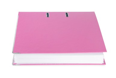 One pink office folder isolated on white