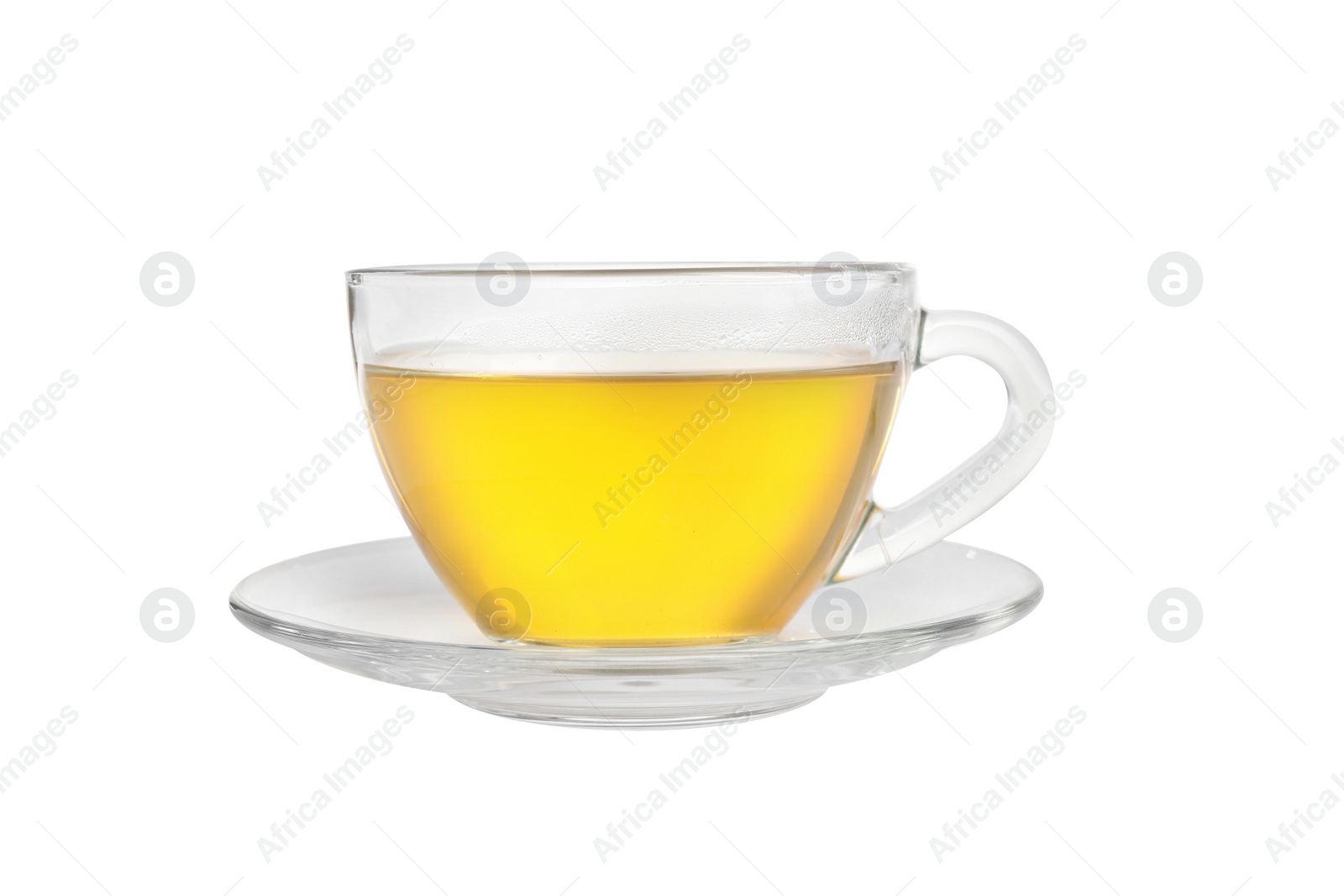 Photo of Cup of delicious green tea isolated on white