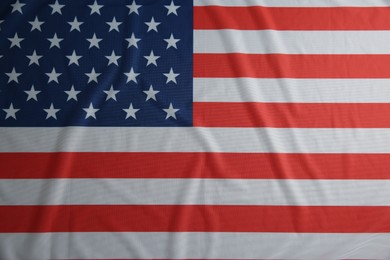 Flag of USA as background, top view