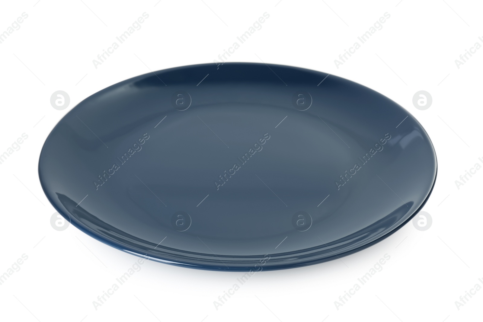 Photo of One beautiful navy blue plate isolated on white