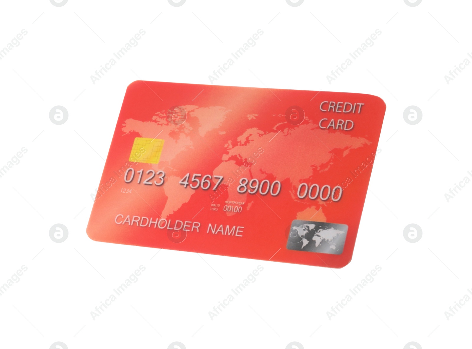 Photo of Red plastic credit card isolated on white