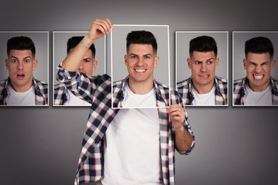 Image of Man with personality disorder, multiple exposure. Collage
