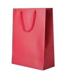 Mockup of paper shopping bag on white background