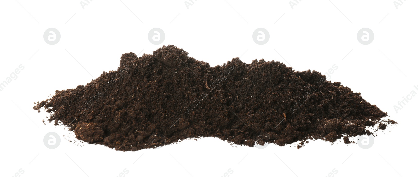 Photo of Pile of soil on white background. Fertile ground