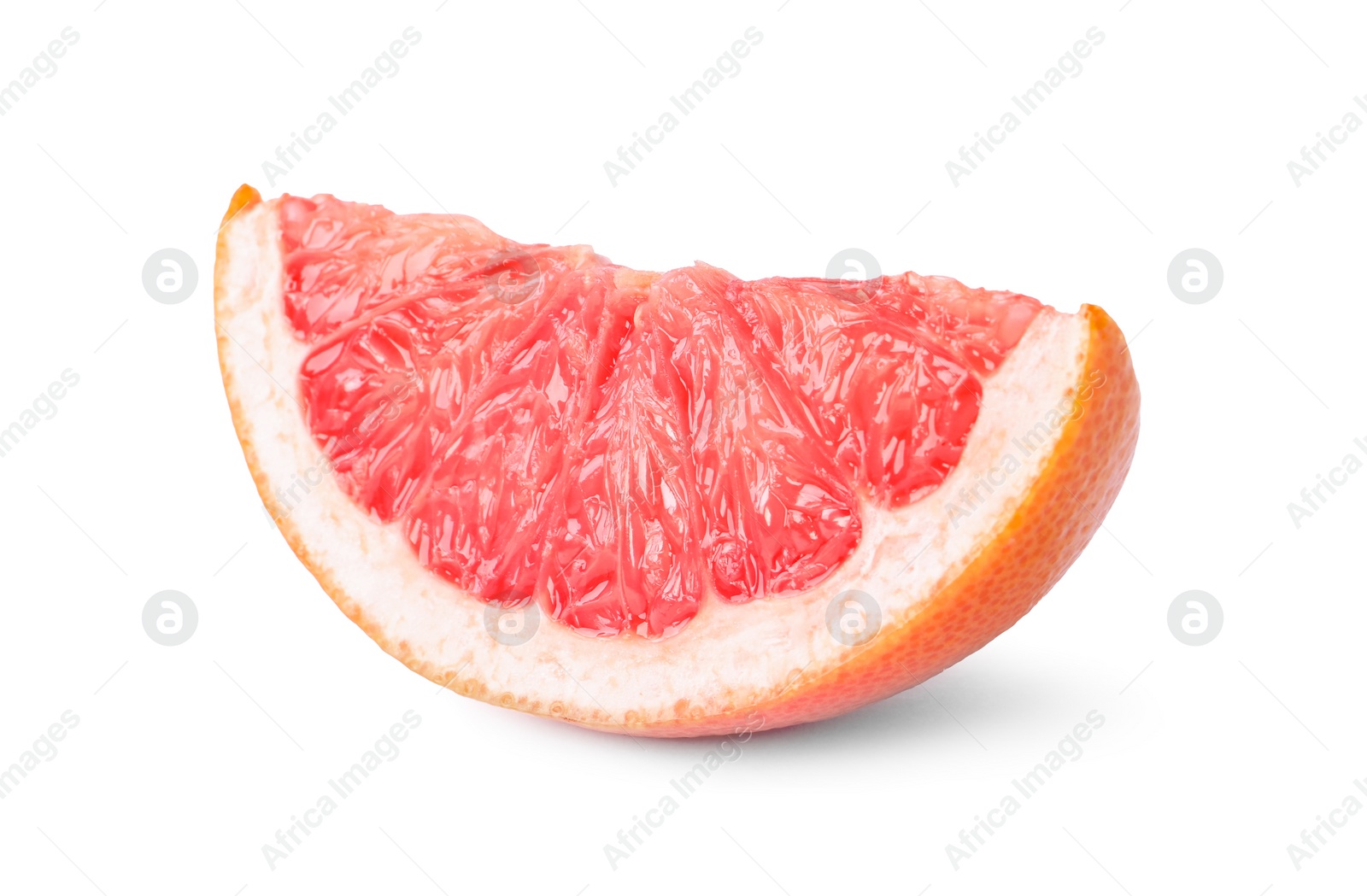 Photo of Citrus fruit. Slice of fresh ripe grapefruit isolated on white