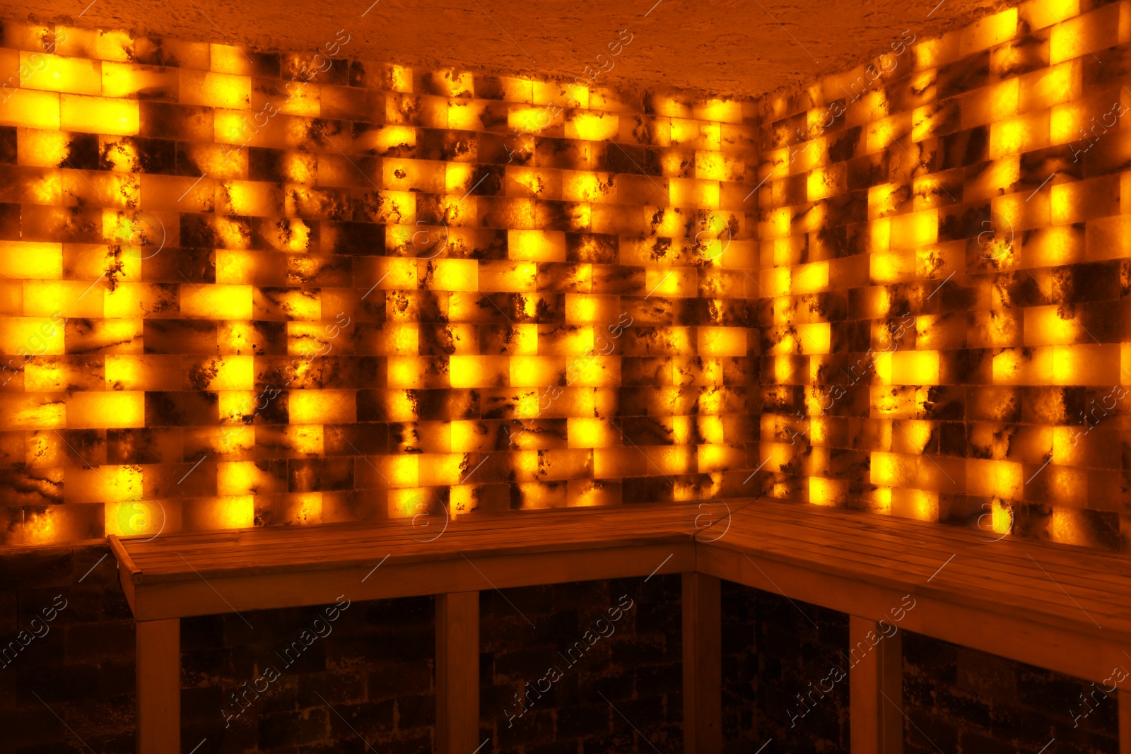 Photo of Interior of salt sauna in luxury spa center