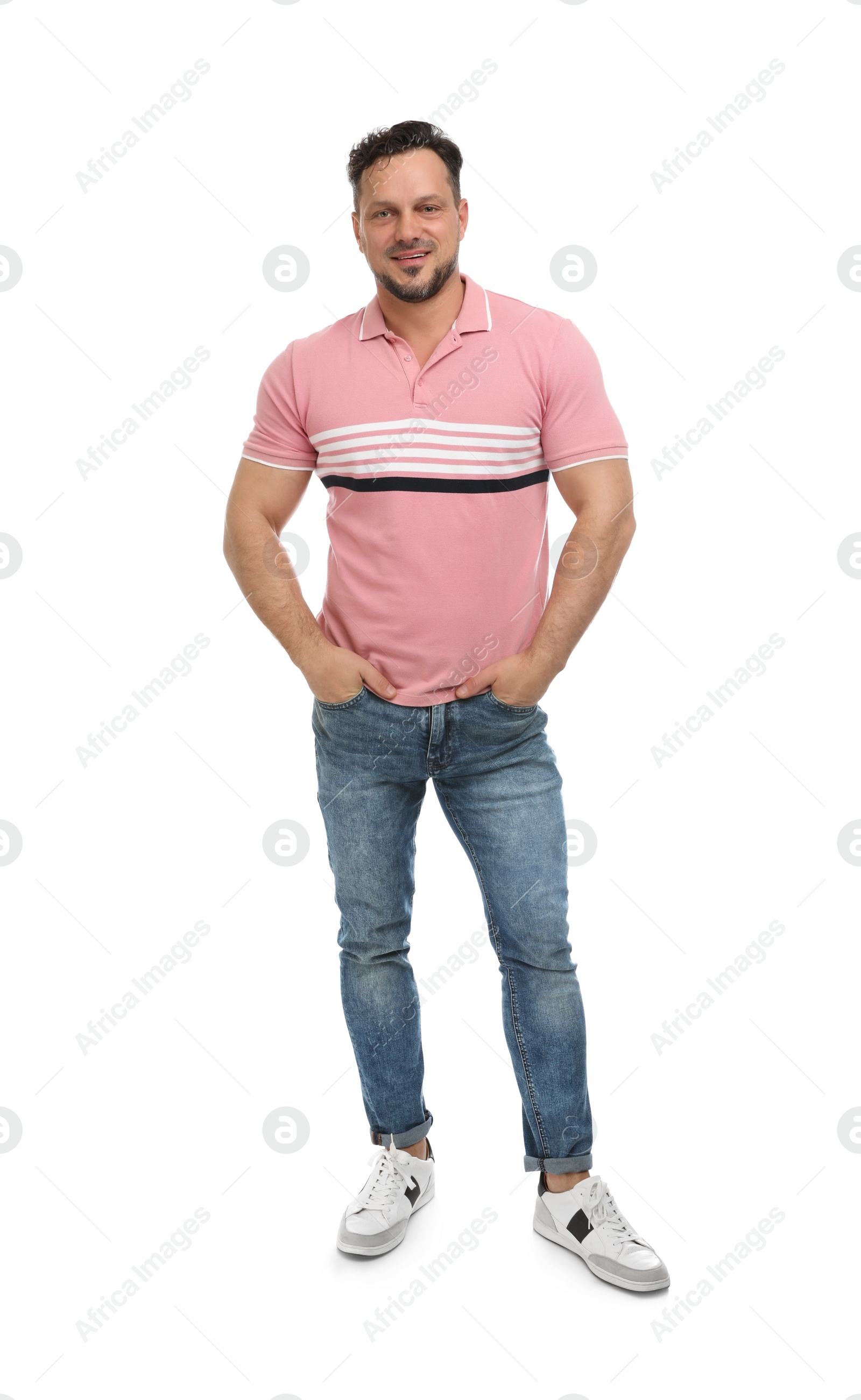 Photo of Full length portrait of man on white background