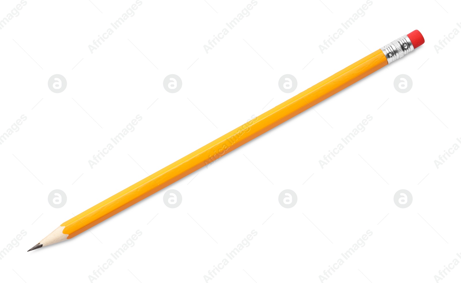 Photo of Graphite pencil with eraser isolated on white. School stationery