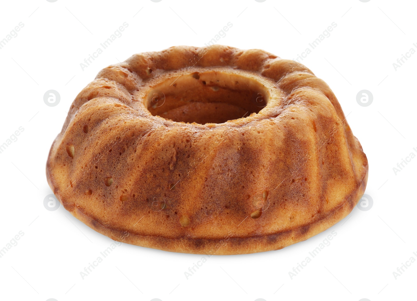 Photo of Delicious homemade yogurt cake on white background