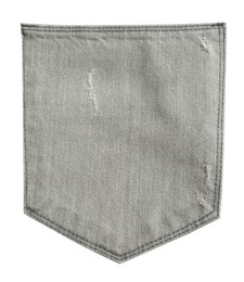 Image of Light grey denim pocket isolated on white