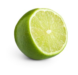 Half of fresh green ripe lime isolated on white