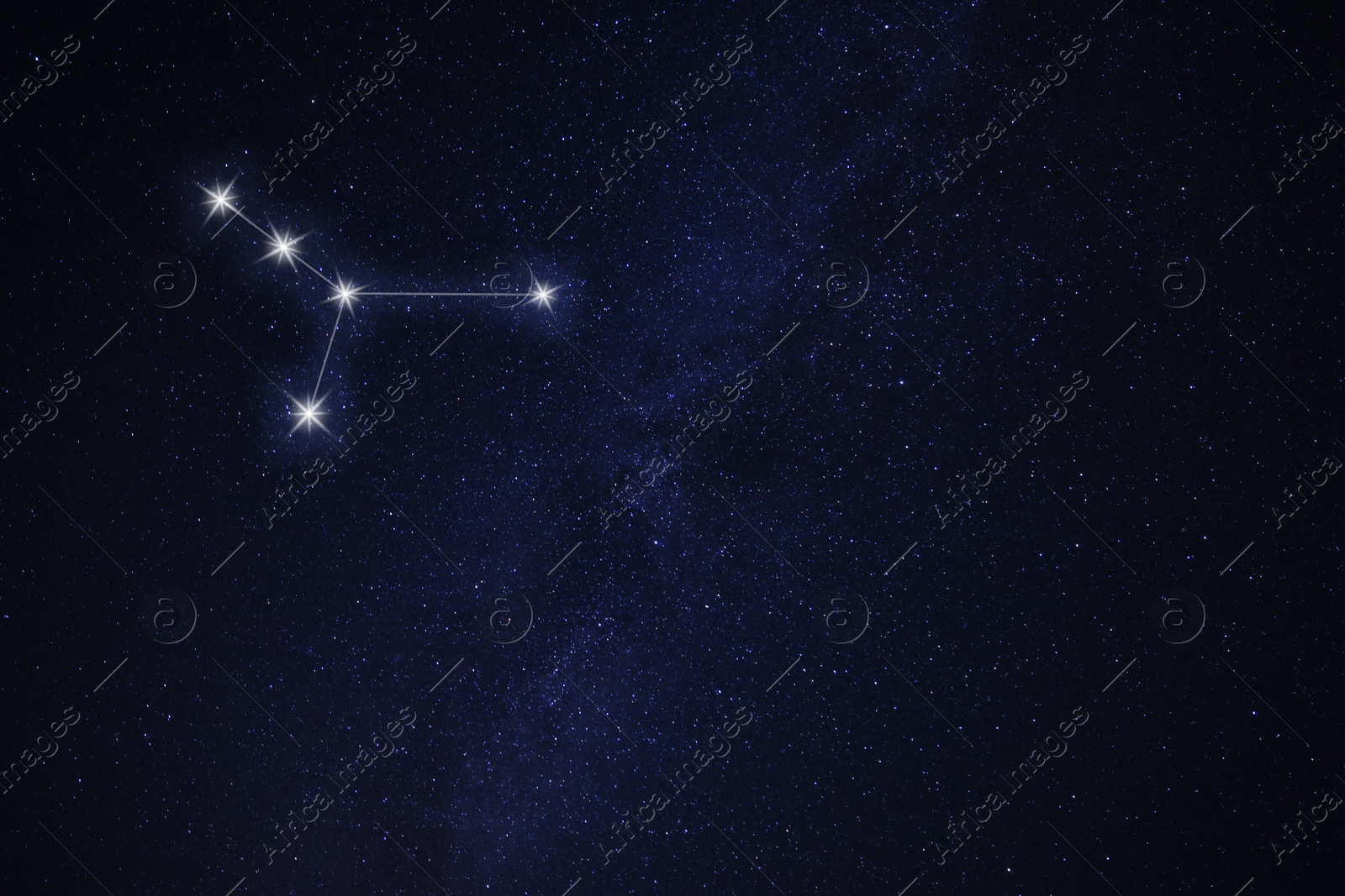 Image of Cancer constellation. Stick figure pattern in starry night sky