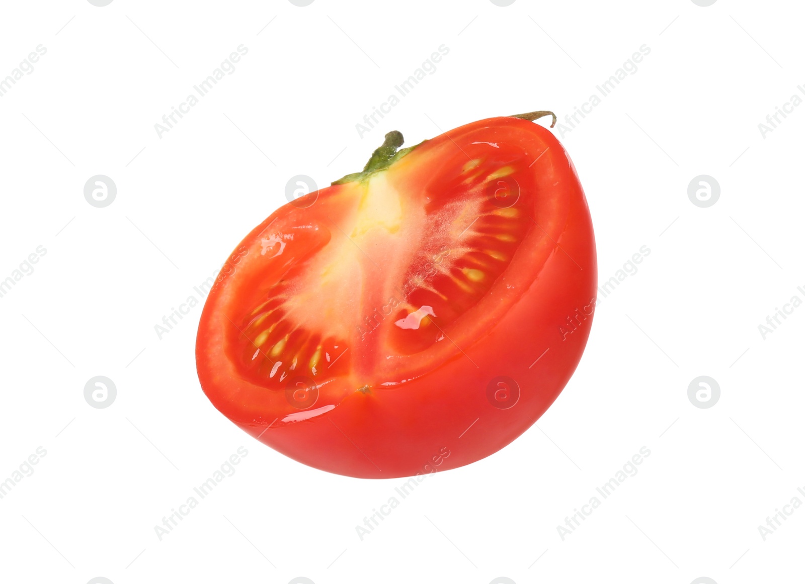 Photo of Half of tasty raw tomato isolated on white