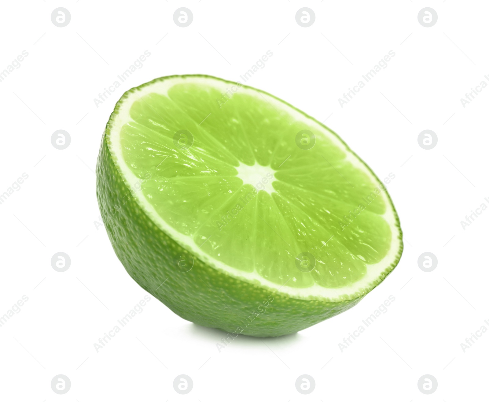 Photo of Half of fresh green lime isolated on white