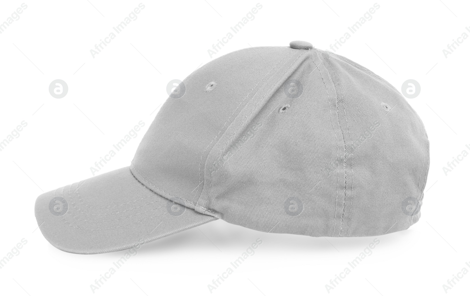 Photo of Stylish grey baseball cap isolated on white