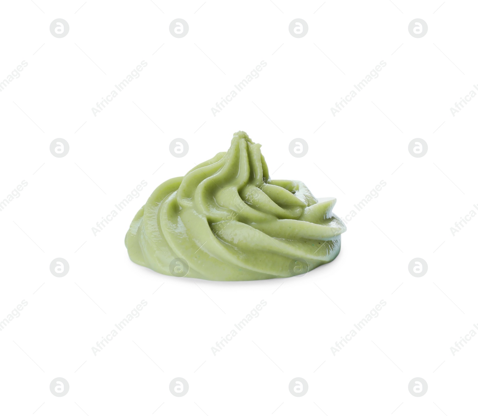 Photo of Swirl of wasabi paste isolated on white