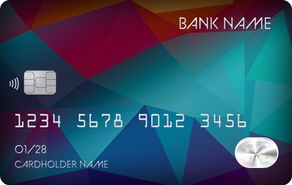 Illustration of Chip credit card, illustration. Mockup for design