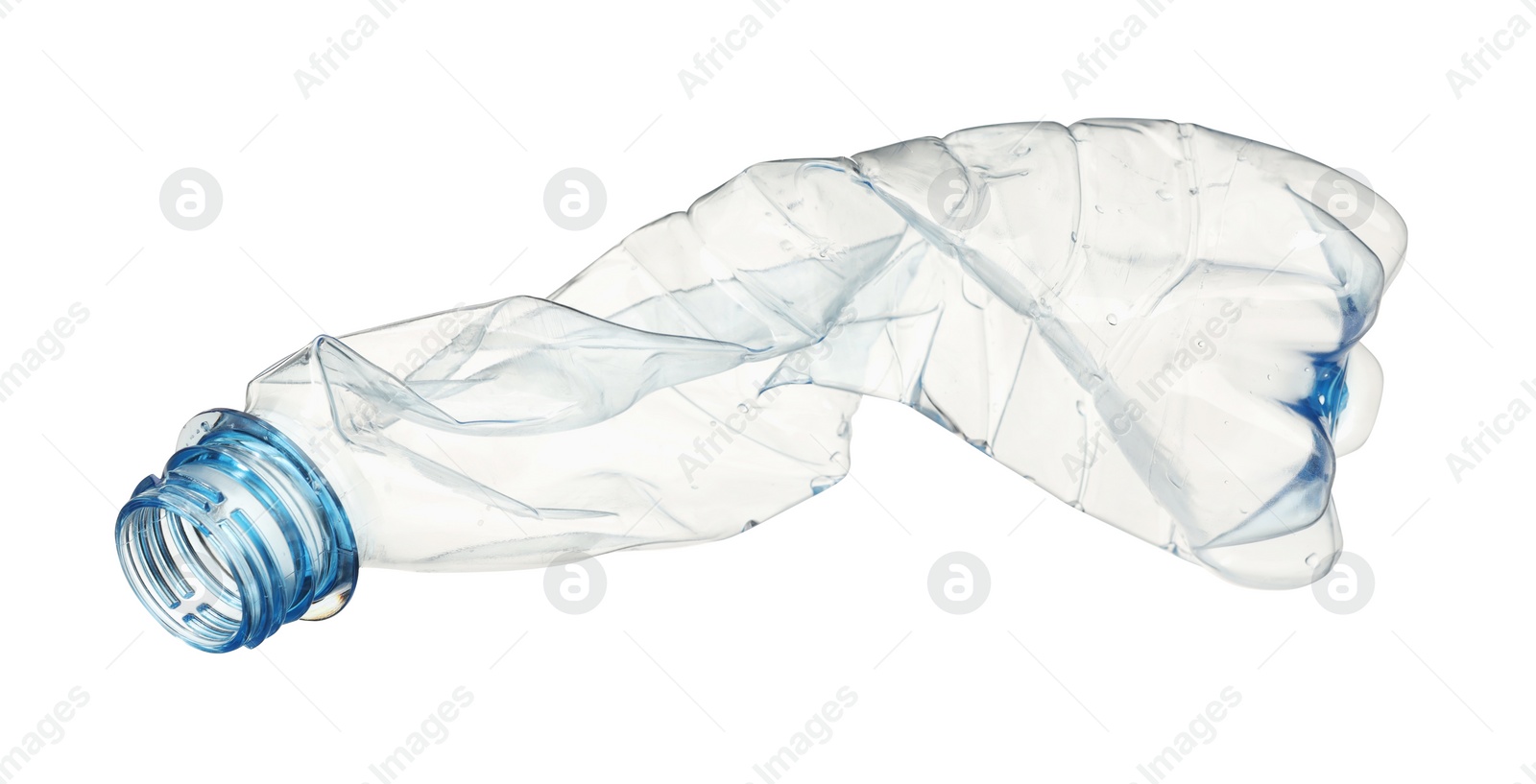 Photo of Crumpled disposable plastic bottle isolated on white