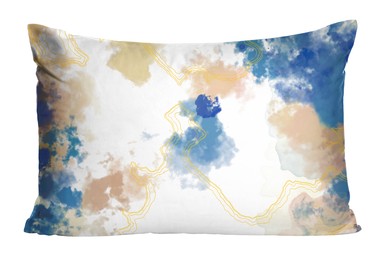 Image of Soft pillow with stylish abstract print isolated on white