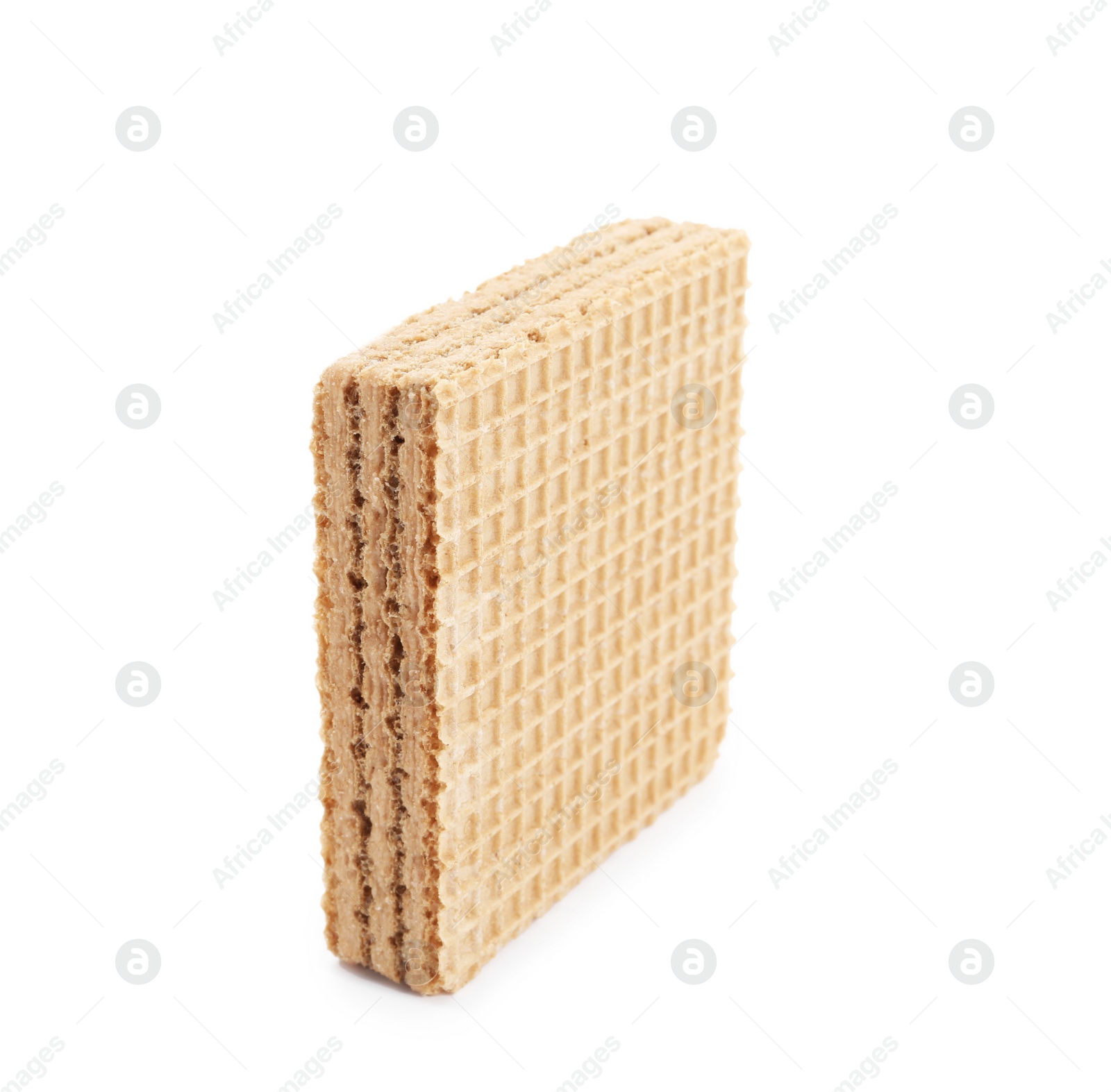 Photo of Delicious crispy wafer on white background. Sweet food