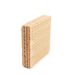 Photo of Delicious crispy wafer on white background. Sweet food