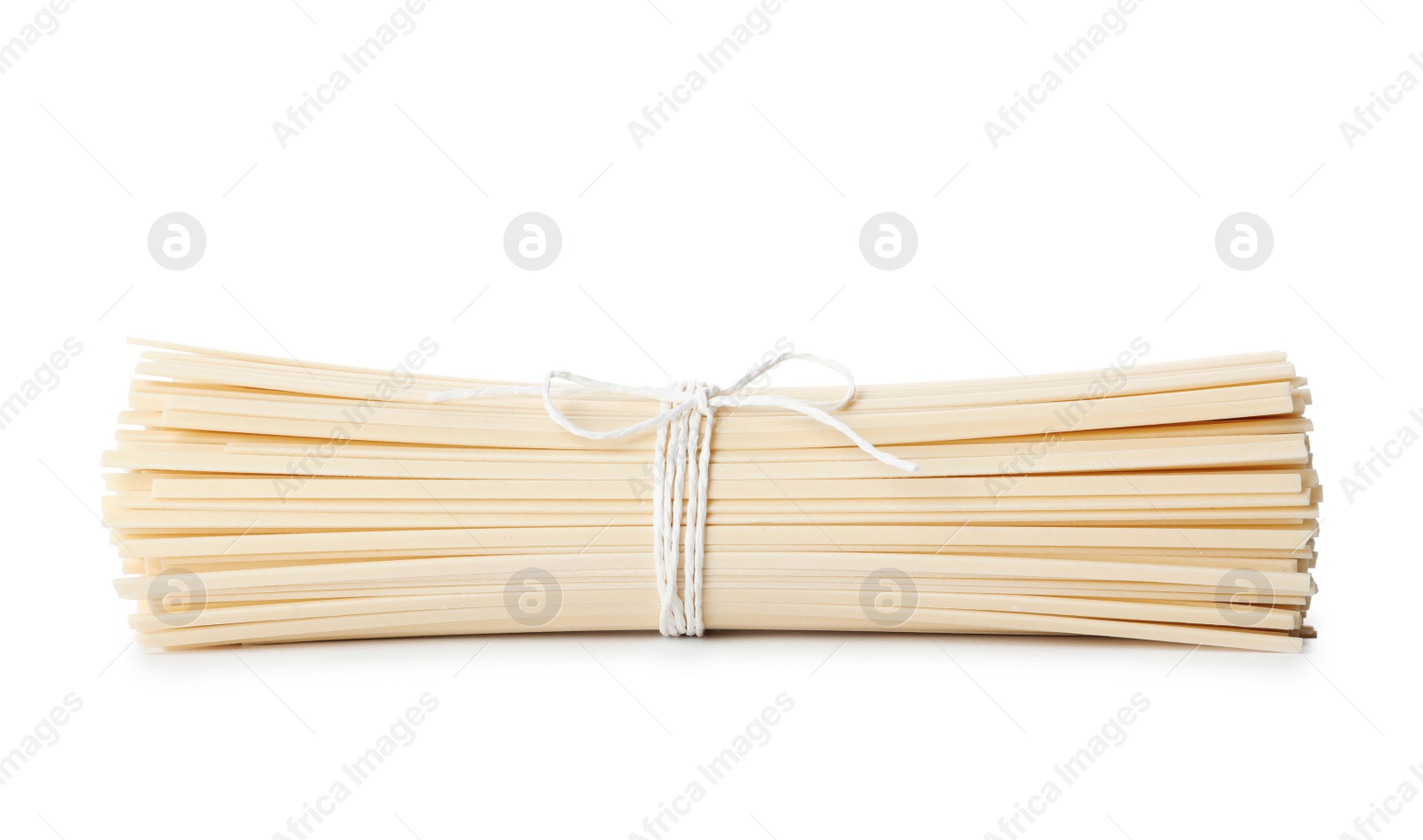 Photo of Bunch of raw rice noodles isolated on white