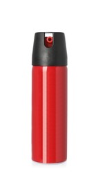 Photo of Bottle of gas pepper spray on white background