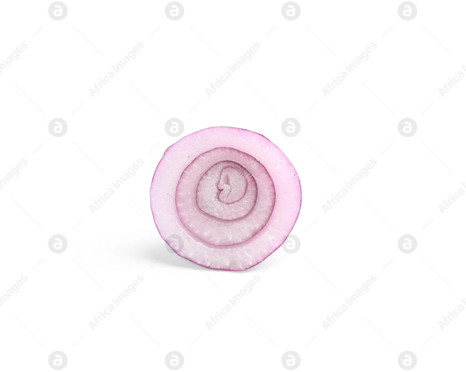 Photo of Fresh slice of red onion on white background