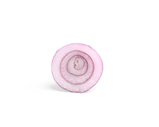 Fresh slice of red onion on white background