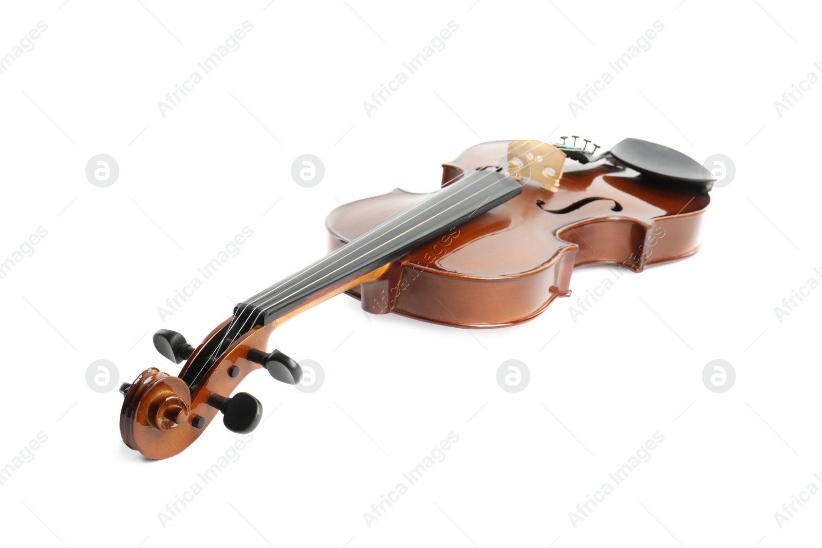 Photo of Beautiful classic violin isolated on white. Musical instrument