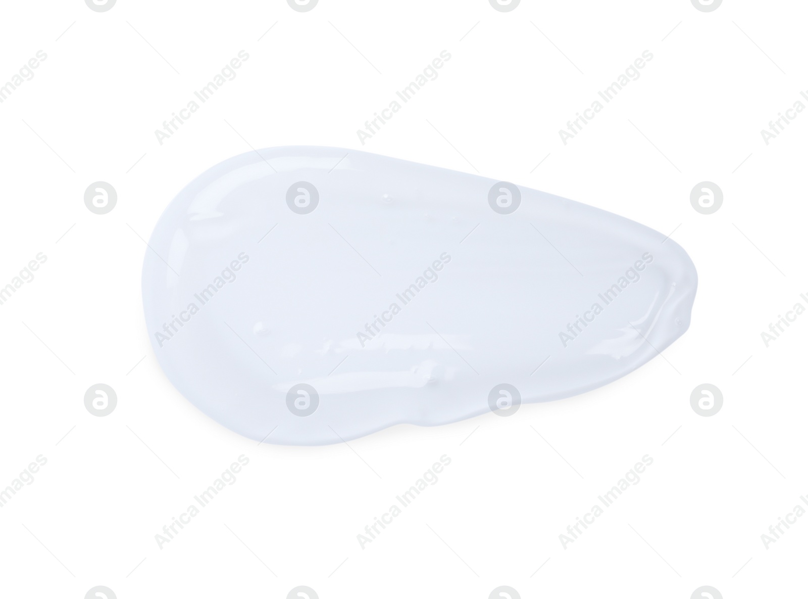 Photo of Sample of transparent cosmetic gel on white background, top view