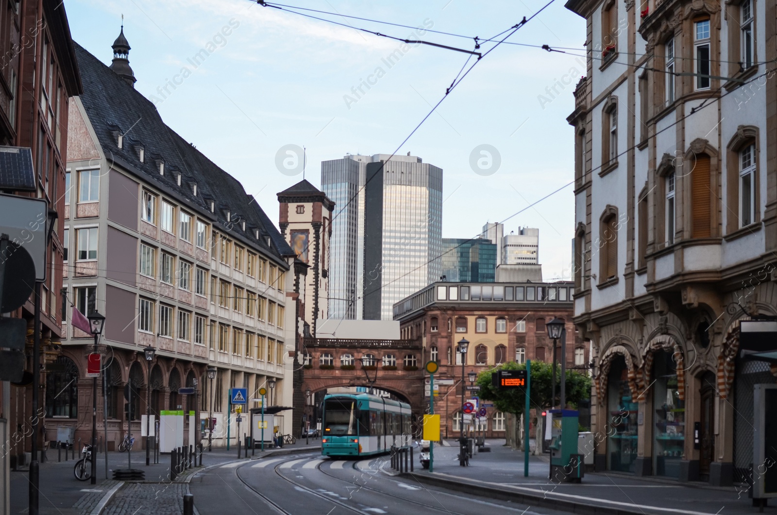 Photo of Beautiful view of city street with buildings on sunny day